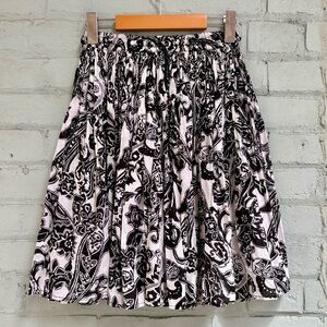 Paisley Print Broomstick Mini Skirt in Black and White